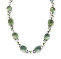 An 18 Karat White Gold, Prehnite, Green Tsavorite Garnet and Diamond Demi Parure, 65.40 dwts.