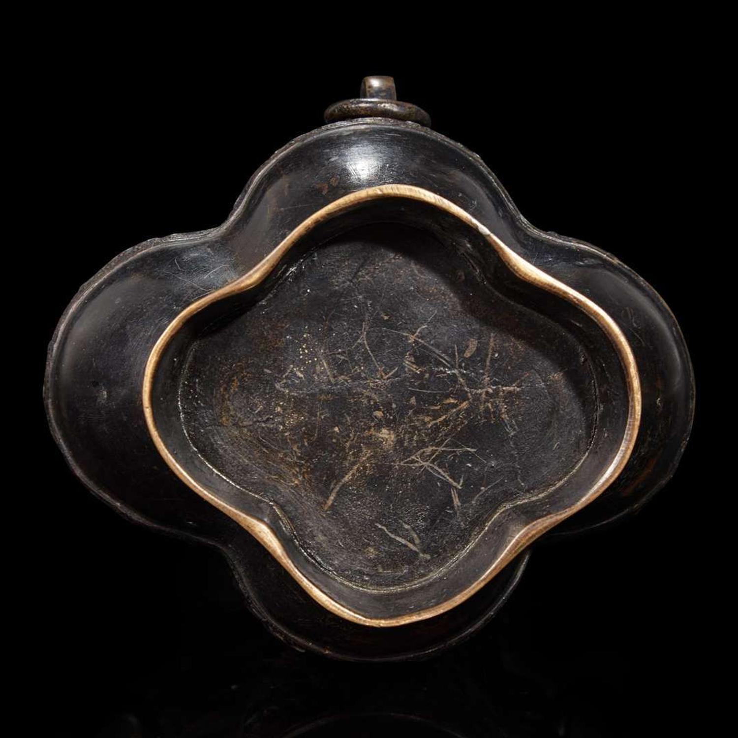 A Chinese patinated bronze lobed pear-shaped vase 18th/19th century or earlier