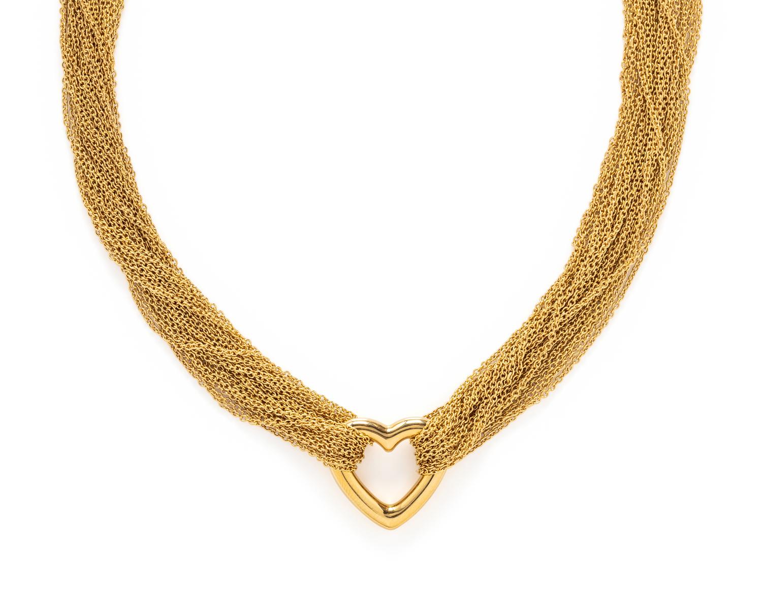 TIFFANY & CO., GOLD MESH HEART NECKLACE