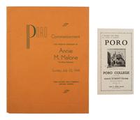 [EDUCATION - MALONE, ANNIE M. (1869-1957)]. 2 items related to Poro College, Chicago, IL.
