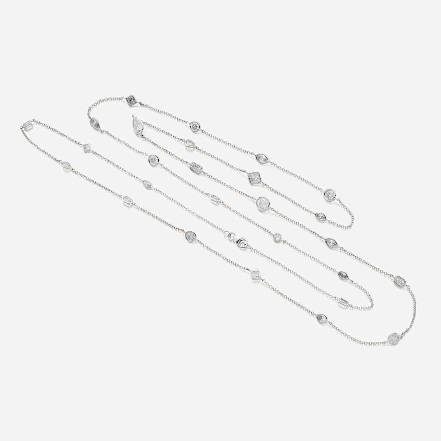 A diamond and white gold long chain