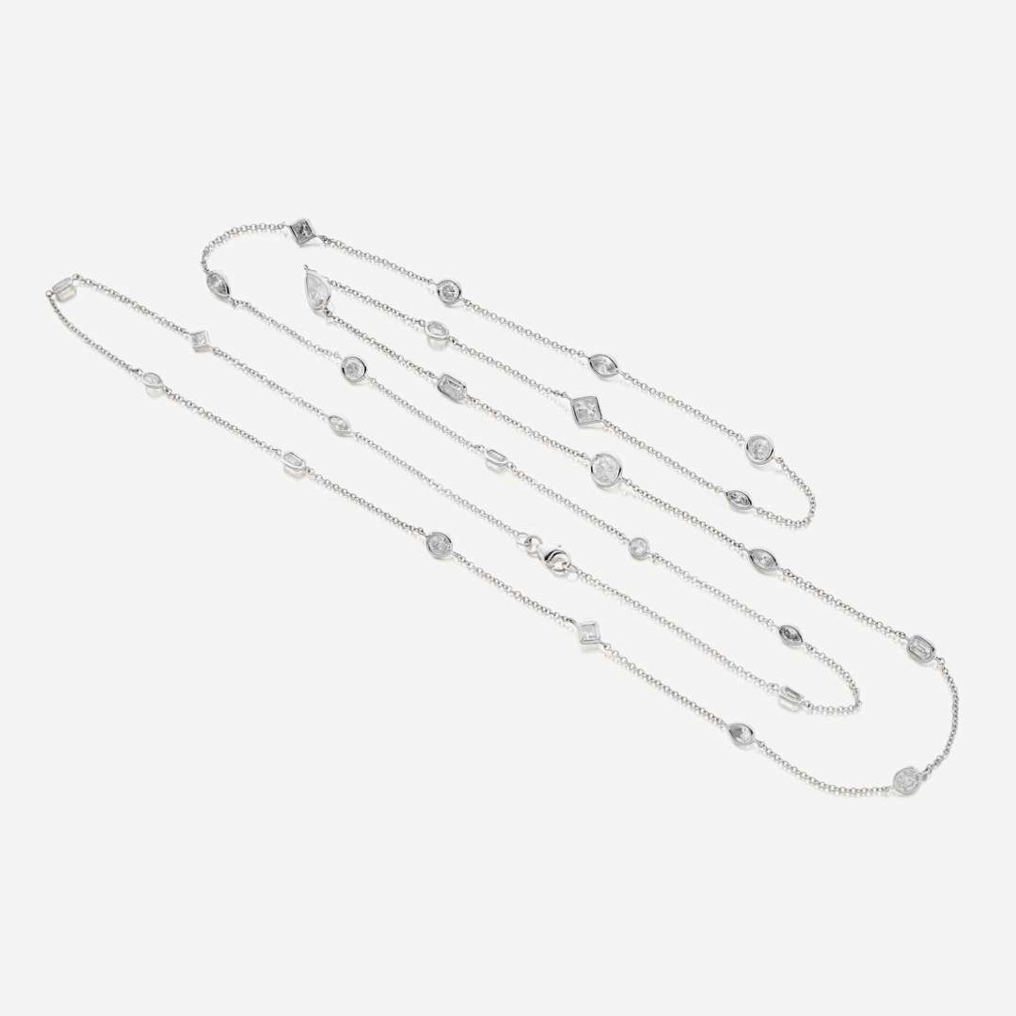 A diamond and white gold long chain
