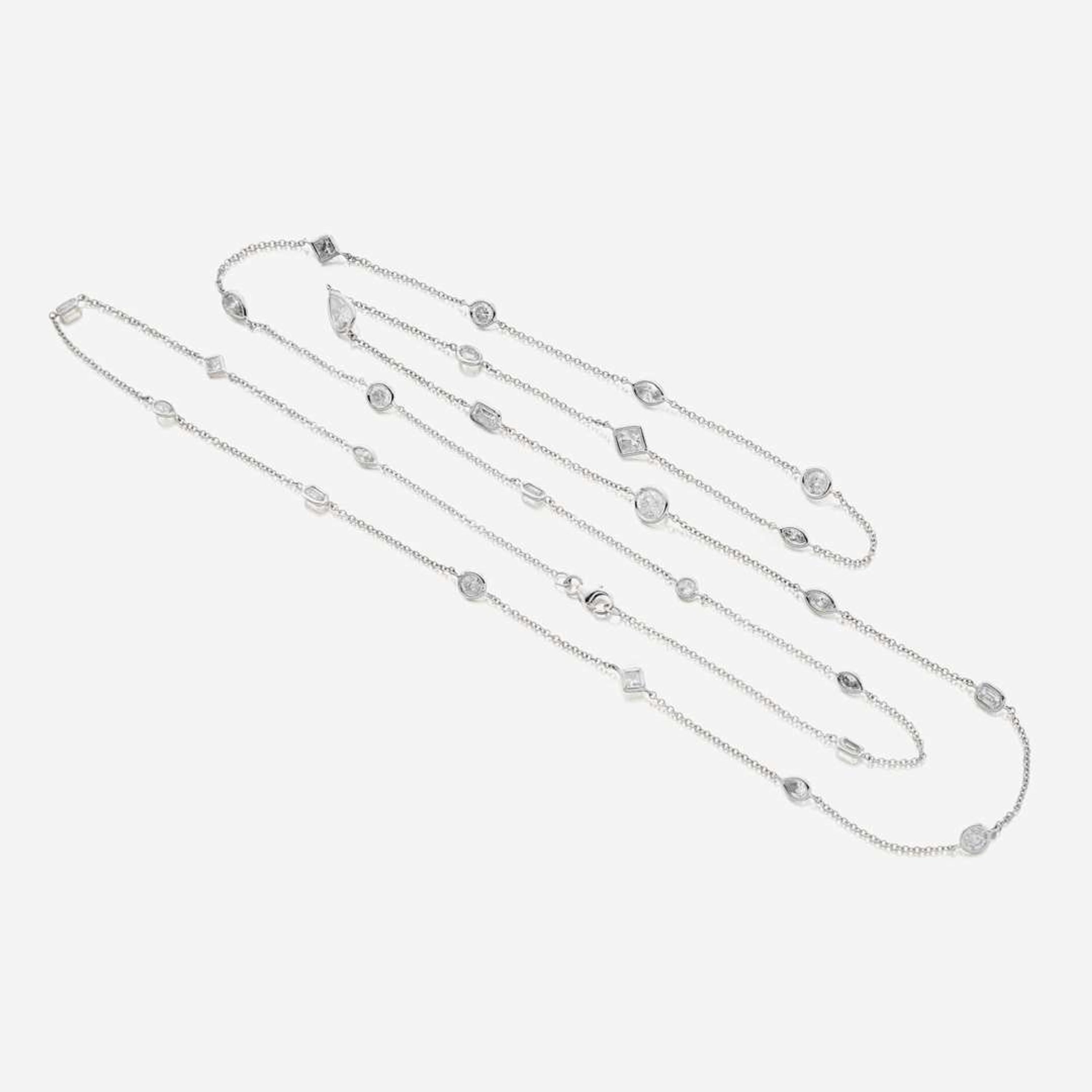 A diamond and white gold long chain