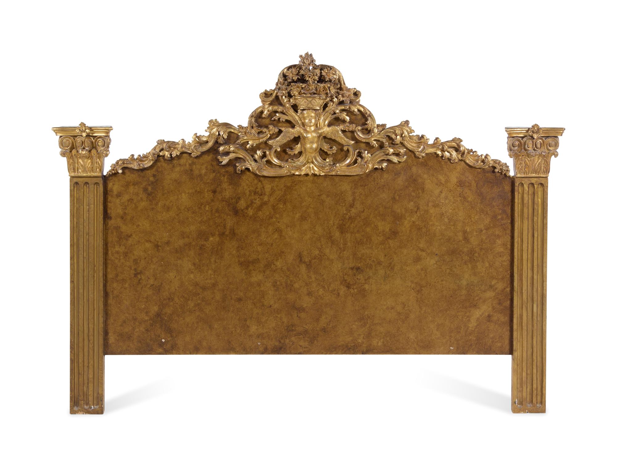 A Louis XV Style Carved Giltwood Headboard