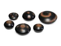 Black and Sienna Sgraffito Pottery Seed Jars
