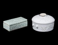 Two Chinese Carved Porcelain Covered Boxes
