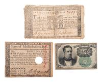 [CIVIL WAR]. A group of Confederate notes with other currency.