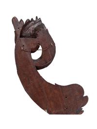 A Pair of Carved Mahogany Dolphin Brackets
