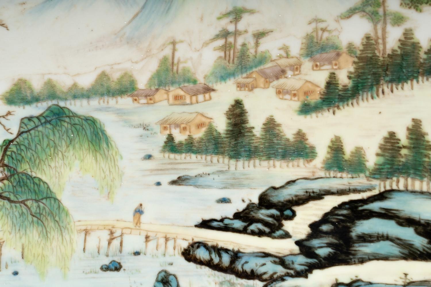 A Chinese Famille Rose Porcelain 'Landscape' Plaque