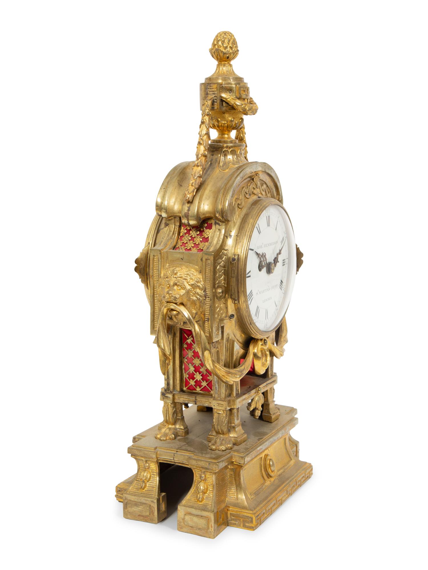 An English Gilt Bronze Mantel Clock
