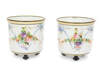 A Pair of French Porcelain Cache Pots