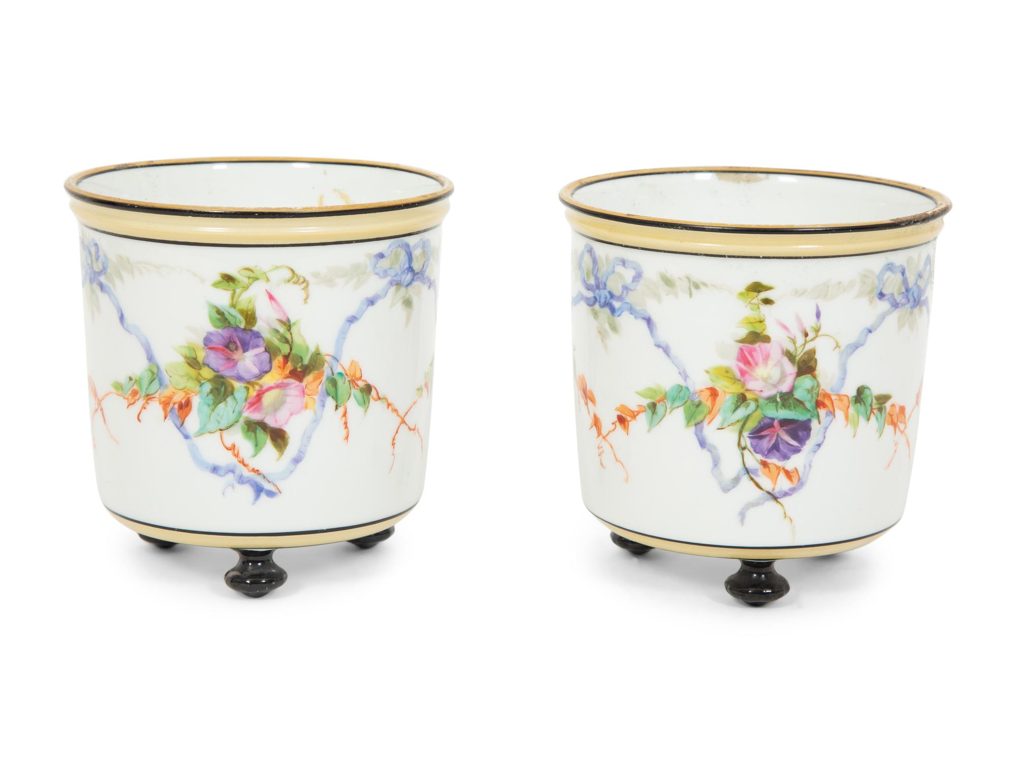A Pair of French Porcelain Cache Pots