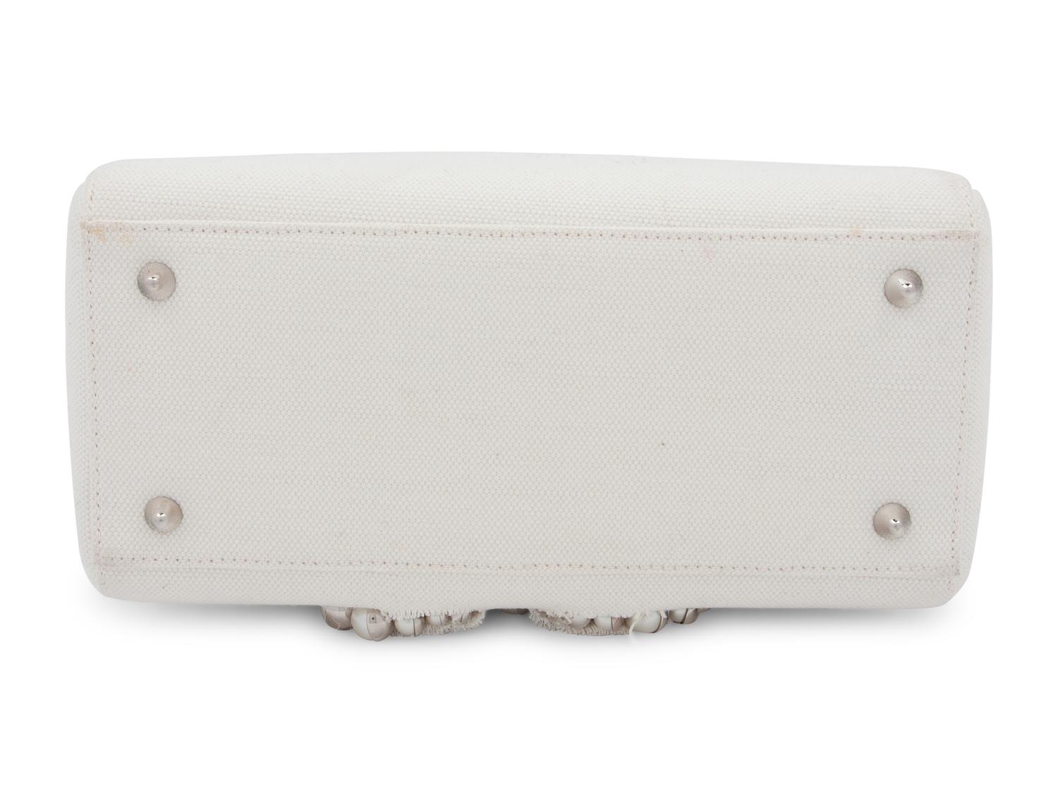 Christian Dior White Canvas Small Lady Dior Bag 2013