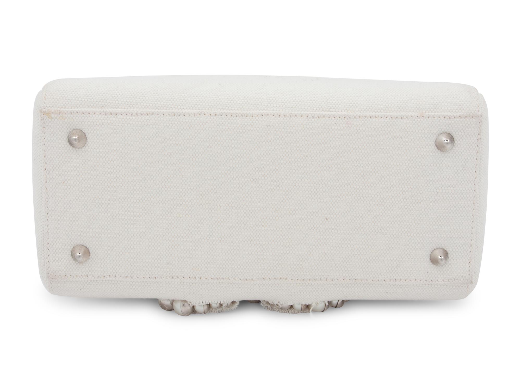 Christian Dior White Canvas Small Lady Dior Bag 2013