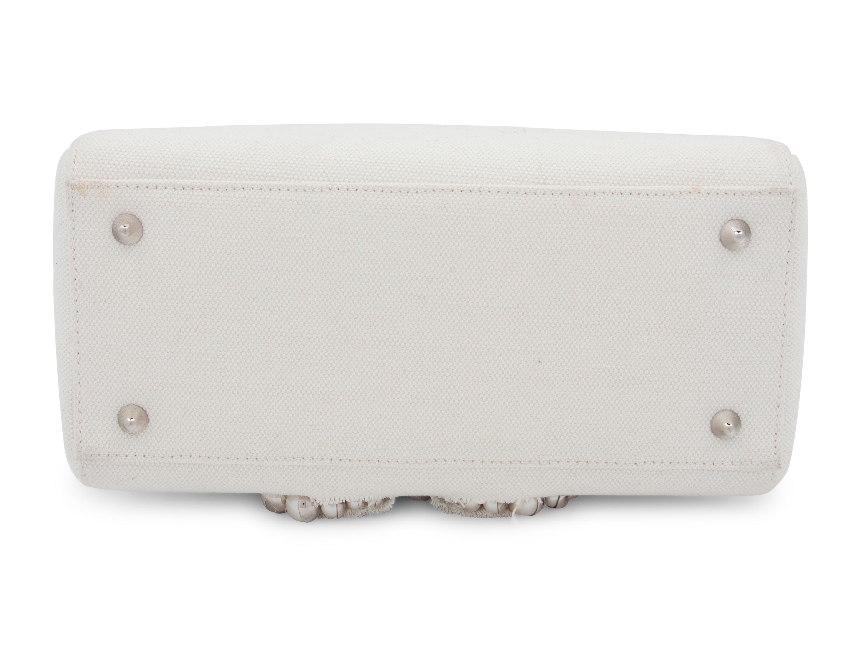 Christian Dior White Canvas Small Lady Dior Bag 2013