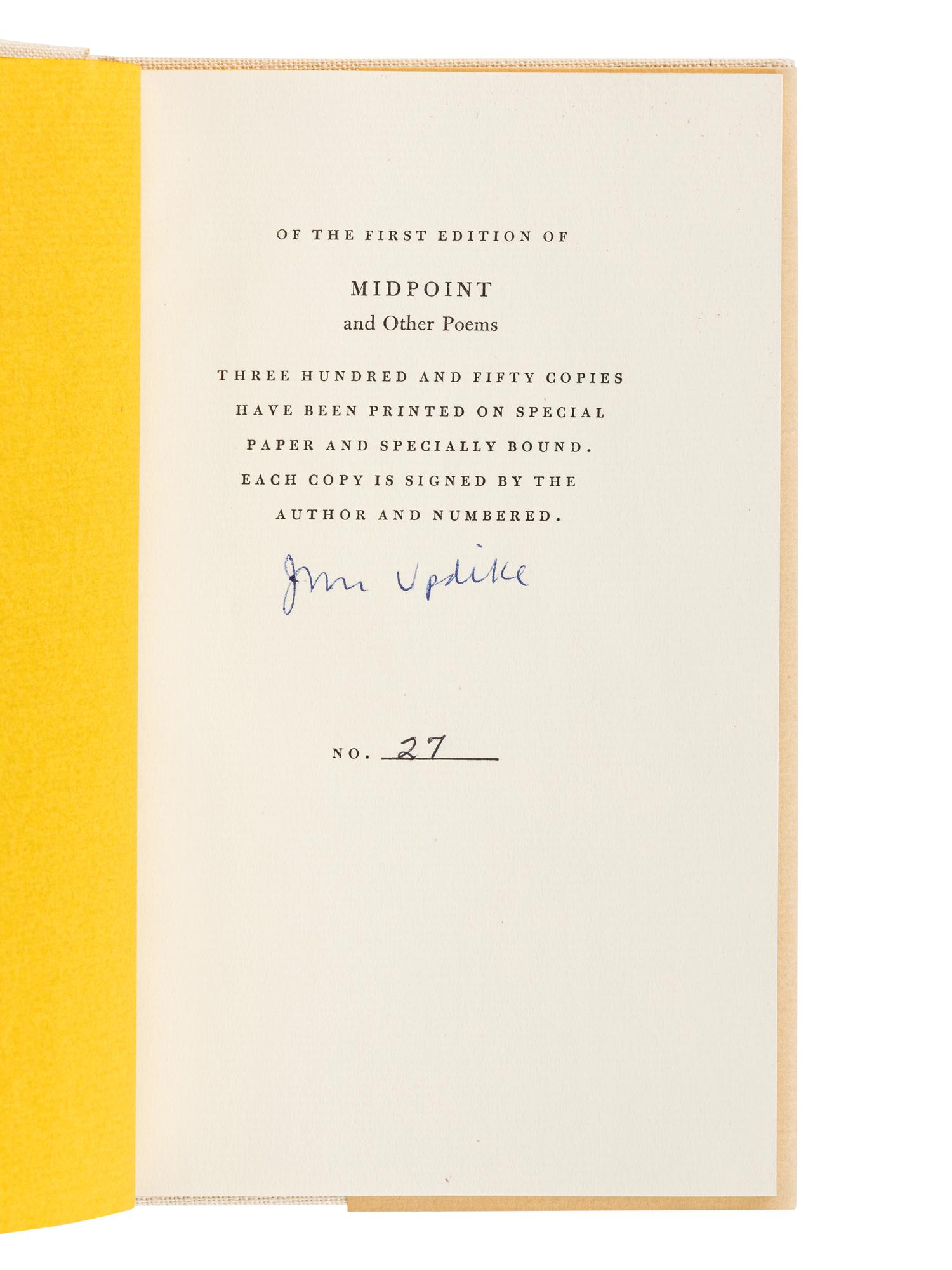 UPDIKE, John (1932-2009). A group of 10 LIMITED FIRST EDITIONS of Updike’s works, ALL SIGNED, comprising: