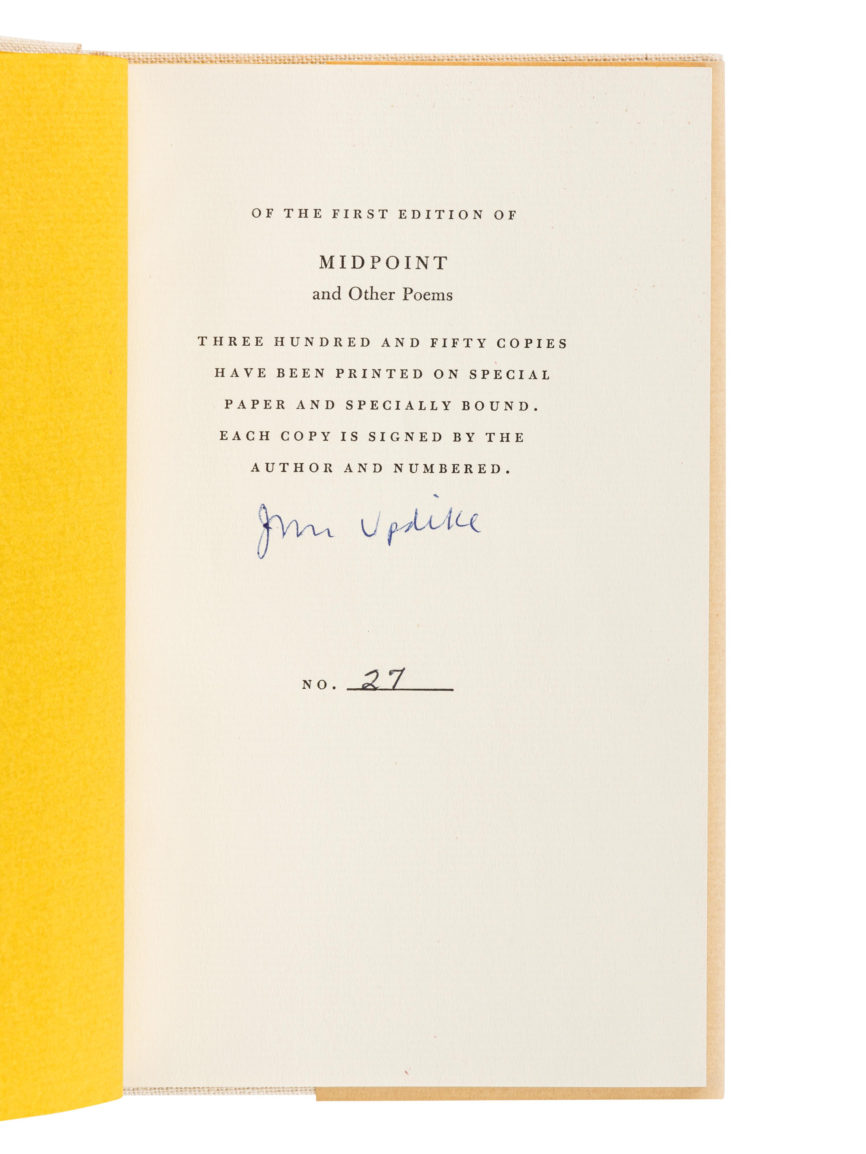 UPDIKE, John (1932-2009). A group of 10 LIMITED FIRST EDITIONS of Updike’s works, ALL SIGNED, comprising: