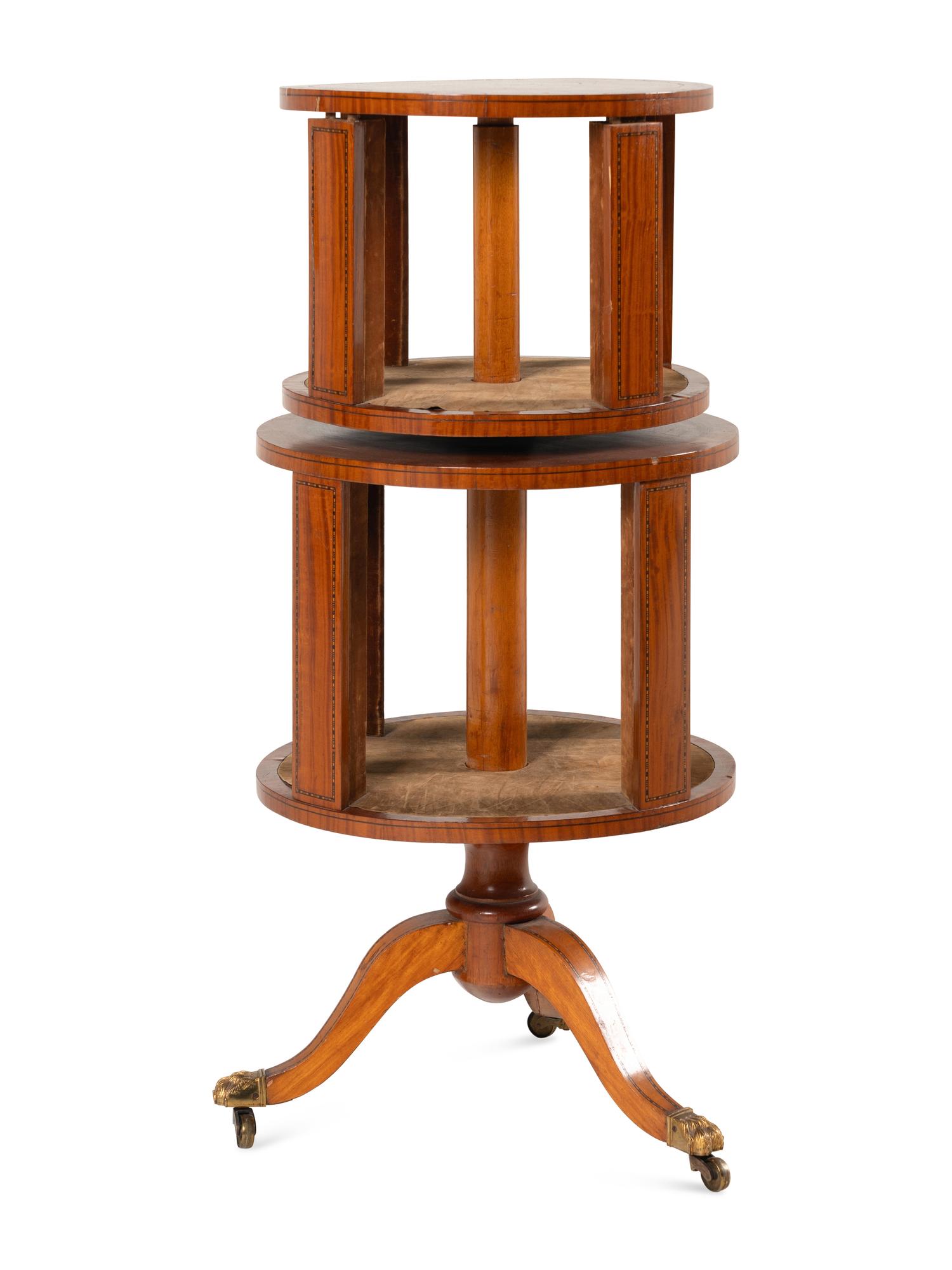 An Edwardian Satinwood Two-Tier Revolving Bookcase