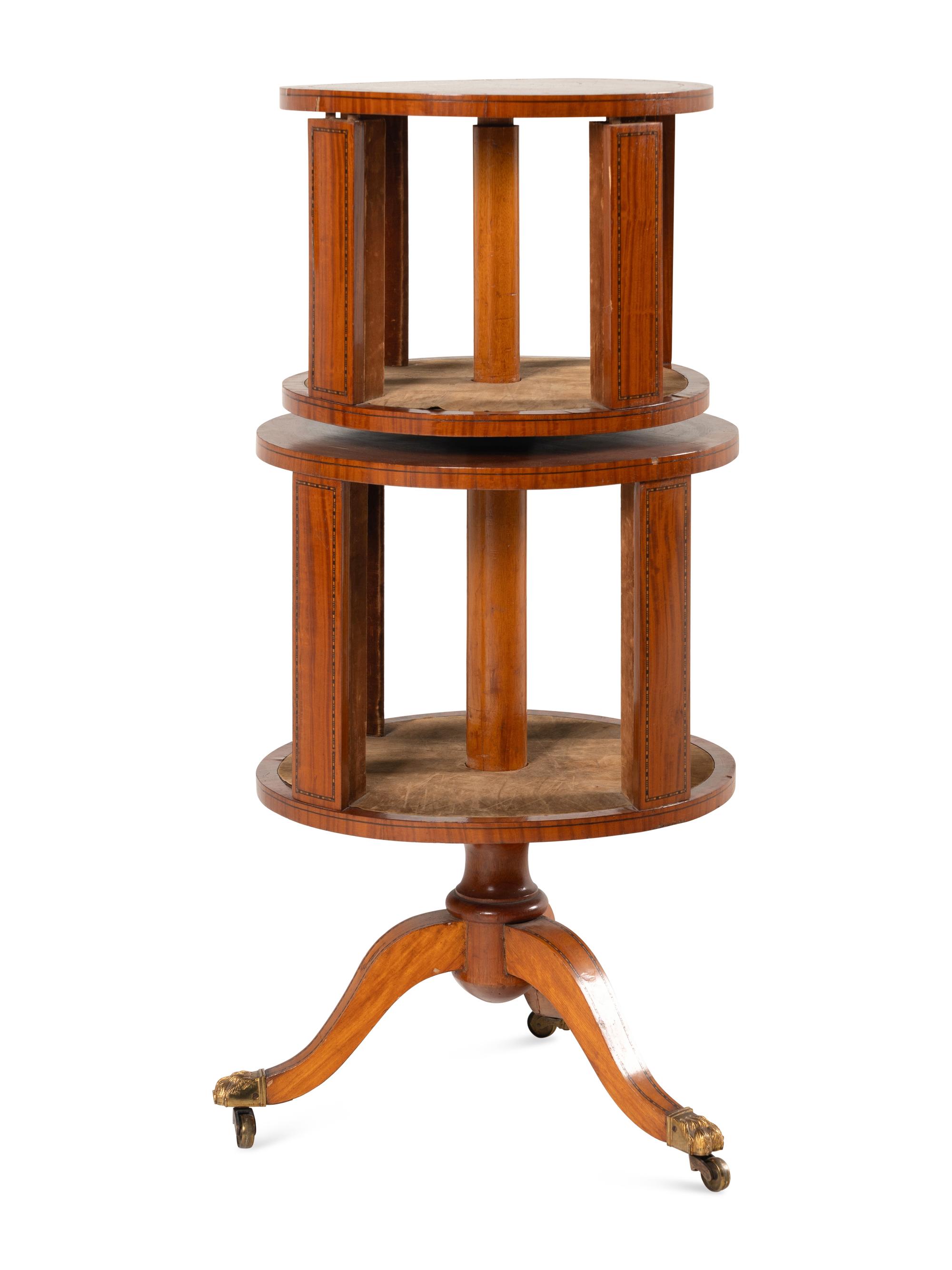 An Edwardian Satinwood Two-Tier Revolving Bookcase