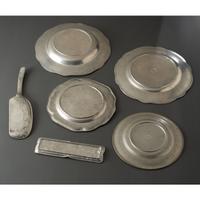 Six Kayserzinn Jugendstil Pewter Wares
