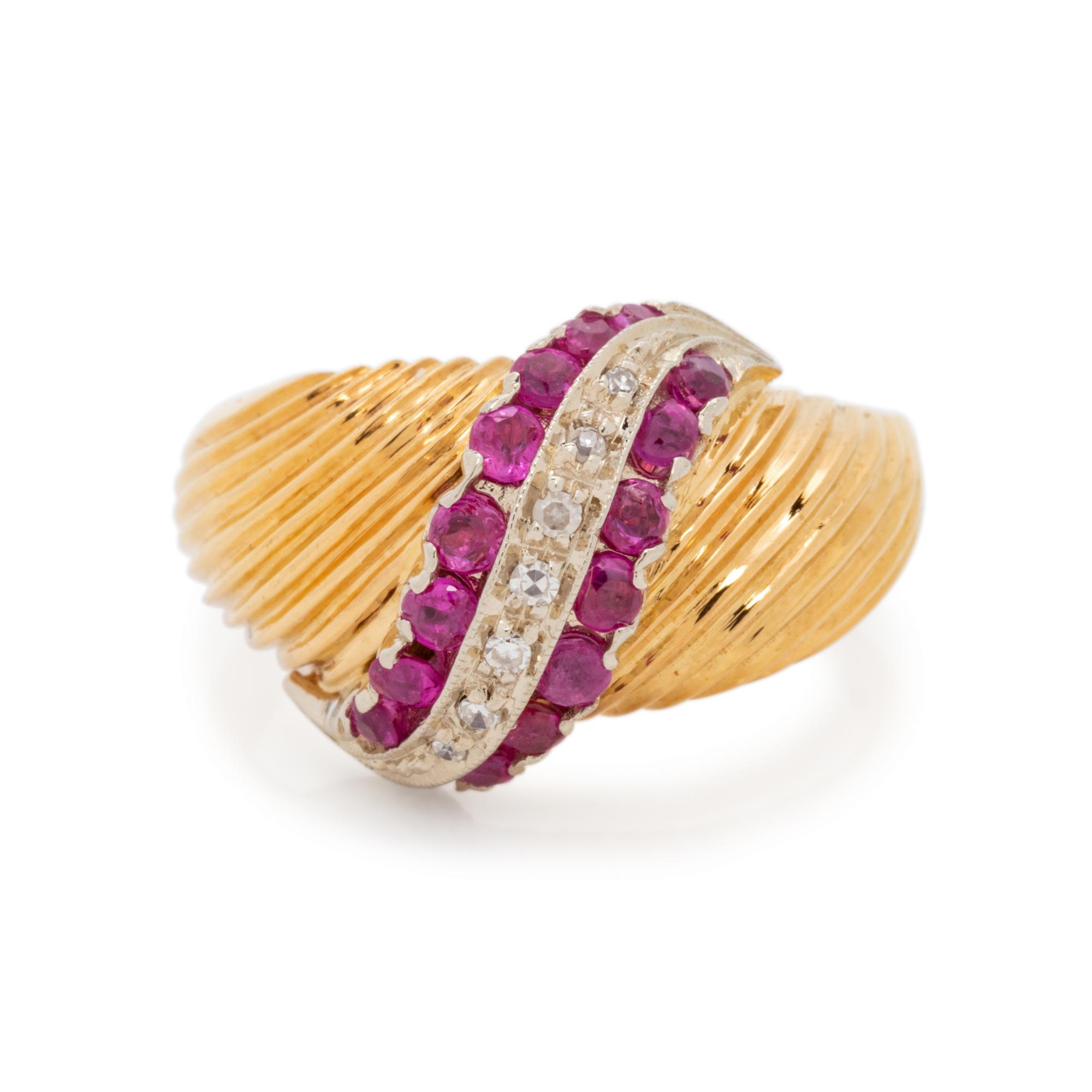 YELLOW GOLD, RUBY AND DIAMOND RING