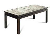 An Ebonized and Parcel Gilt Églomisé-Top Low Table