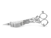 A George III Silver Wick Shears and Associated Tray