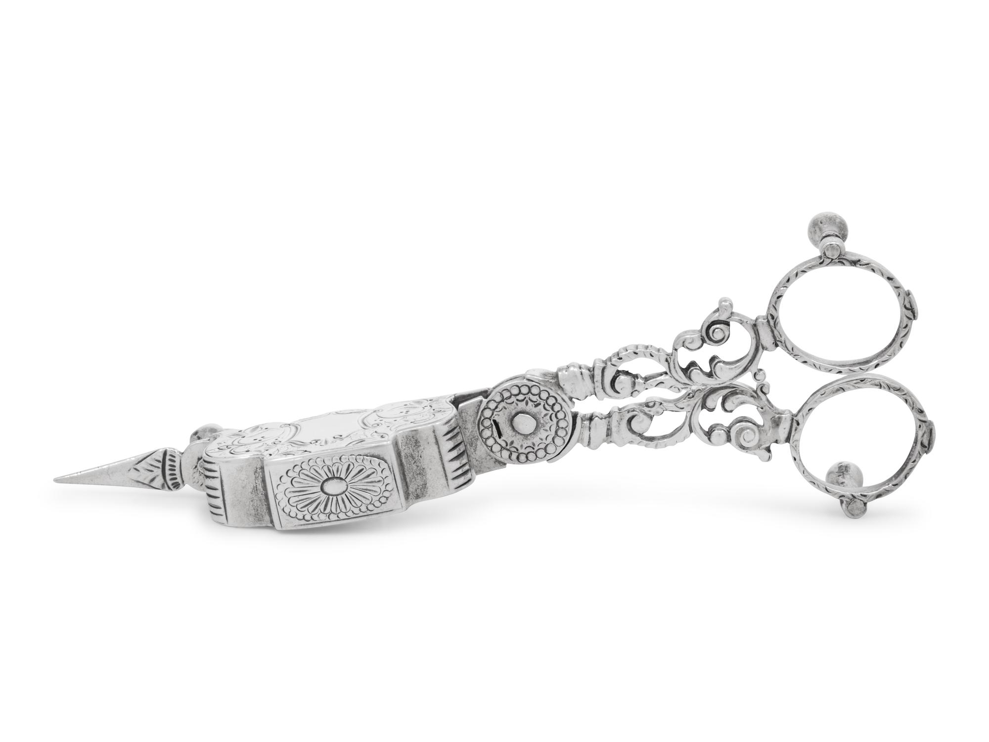 A George III Silver Wick Shears and Associated Tray