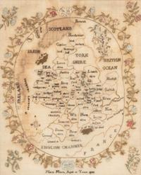 An English Needlepoint Embroidered County Map of England and Wales