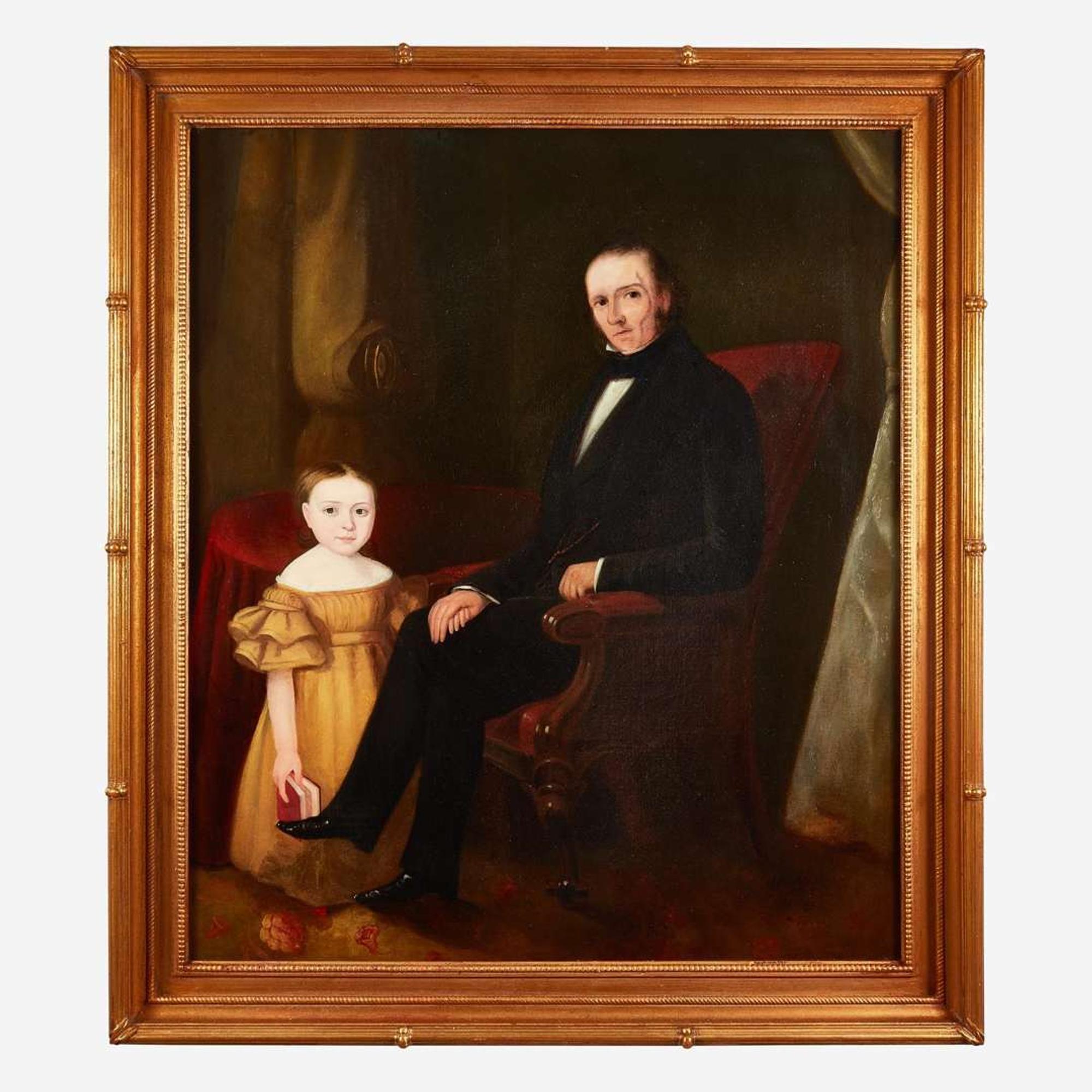 American School 19th century Portrait of a Father and Child, circa 1840