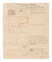 [HOUSTON, Sam]. Partly printed document accomplished in manuscript signed ("James Eagan"). 18 October 1830. Montgomery & Miller, Commission Merchants, Mouth White River, Ark’s. Terr . Little Rock: Wm. E. Woodruff, [1830?].