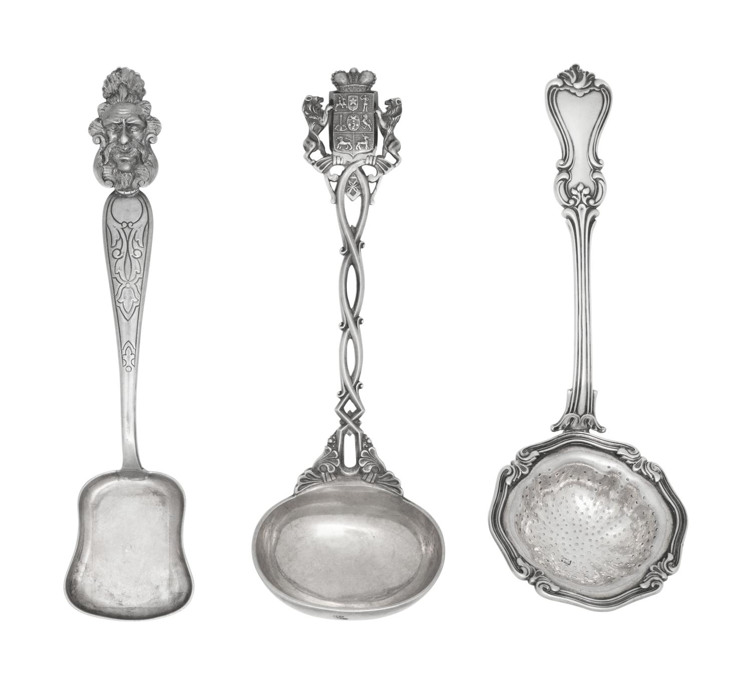 A Group of Three Russian Silver Flatware Serving Articles