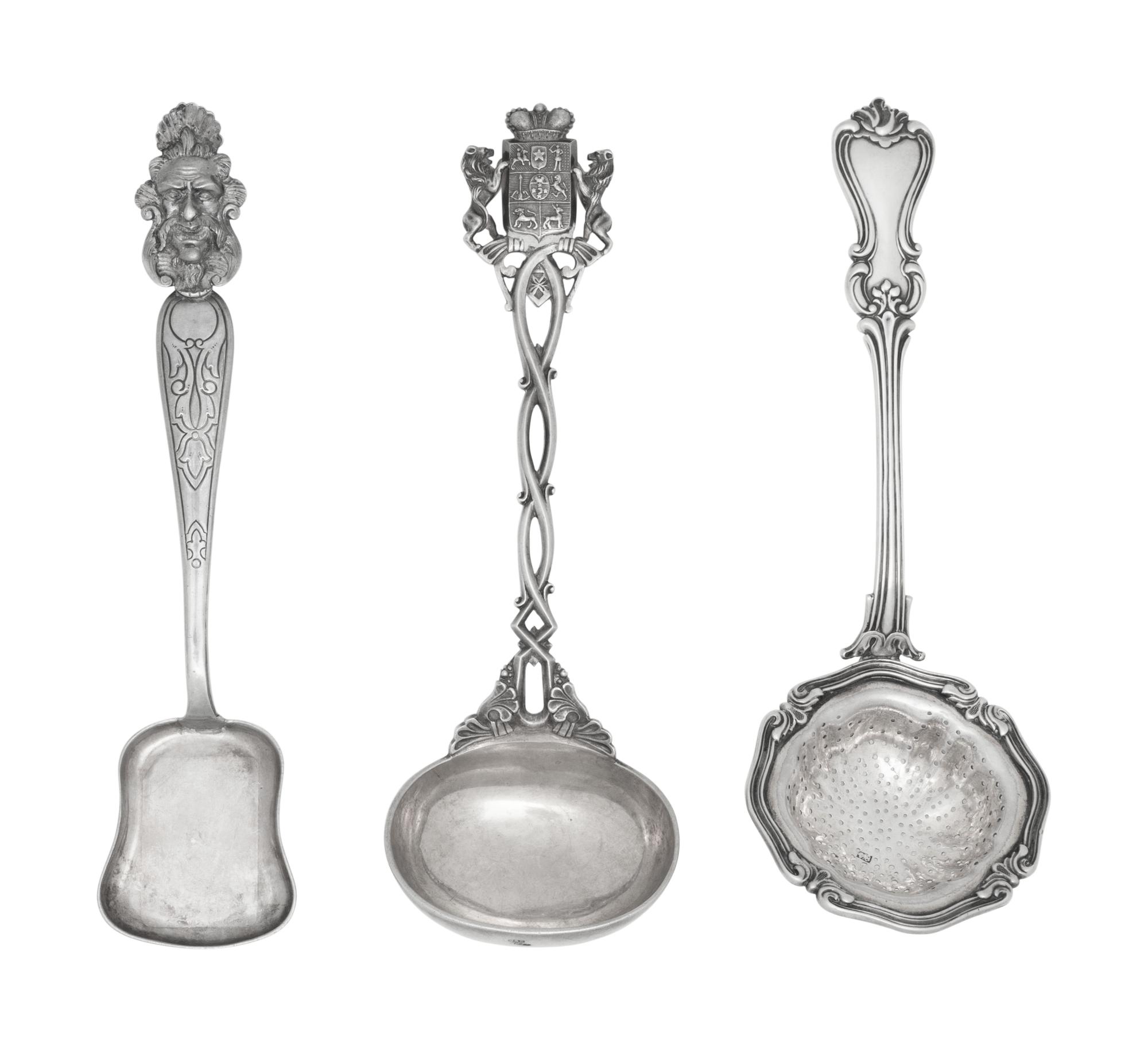 A Group of Three Russian Silver Flatware Serving Articles