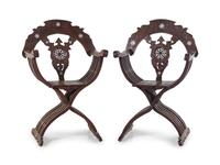 A Pair of Syrian Carved Armchairs