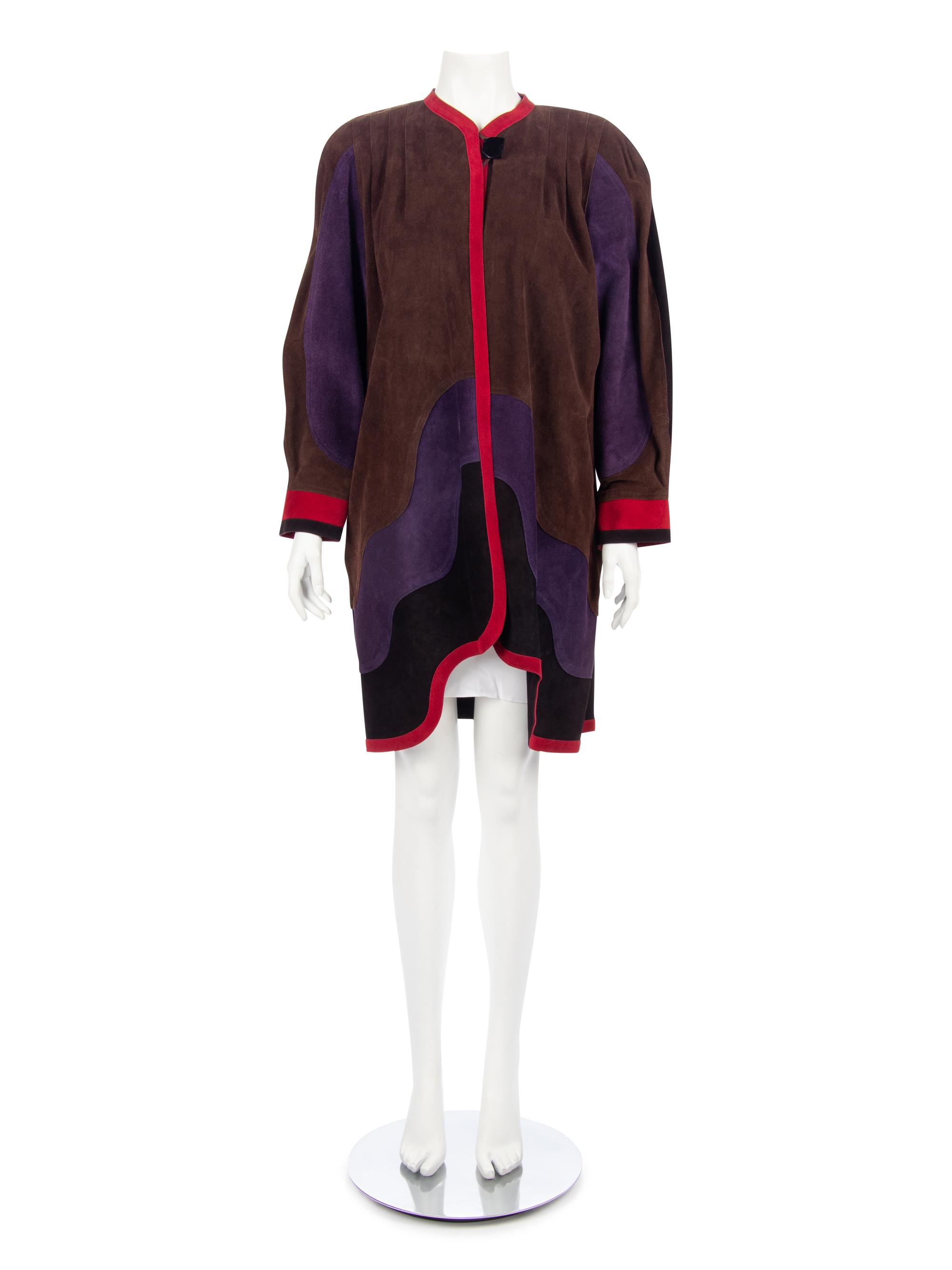 Three Jean Muir Color Blocked Suede Jackets, 1970-80s