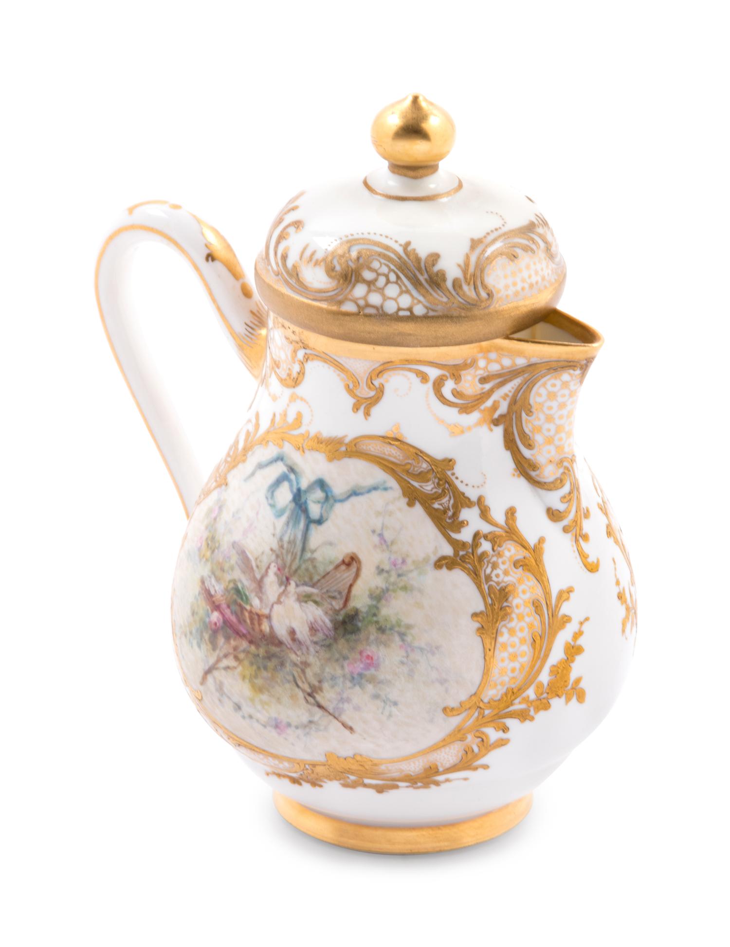 A Sèvres Painted and Parcel Gilt Porcelain Creamer
