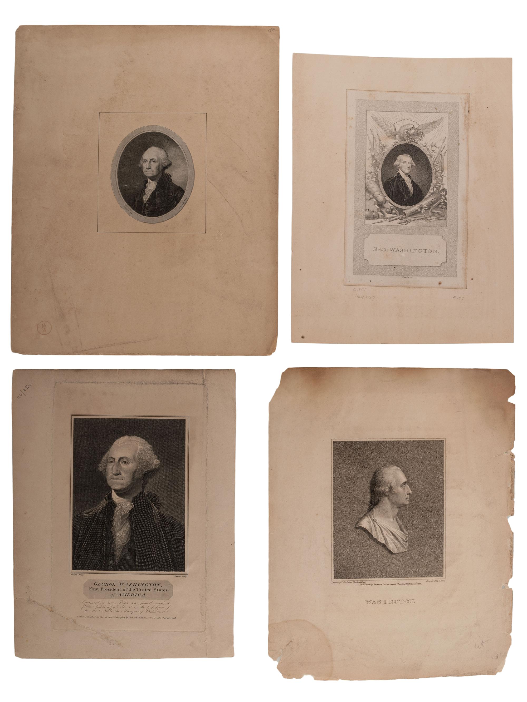 [WASHINGTON, George (1732-1799)]. A group of 13 engraved portraits of George Washington, comprising: