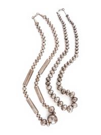 Pair of Navajo Silver Pearl Necklaces