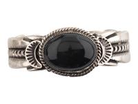 Navajo Sterling Silver and Jet Cuff Bracelet