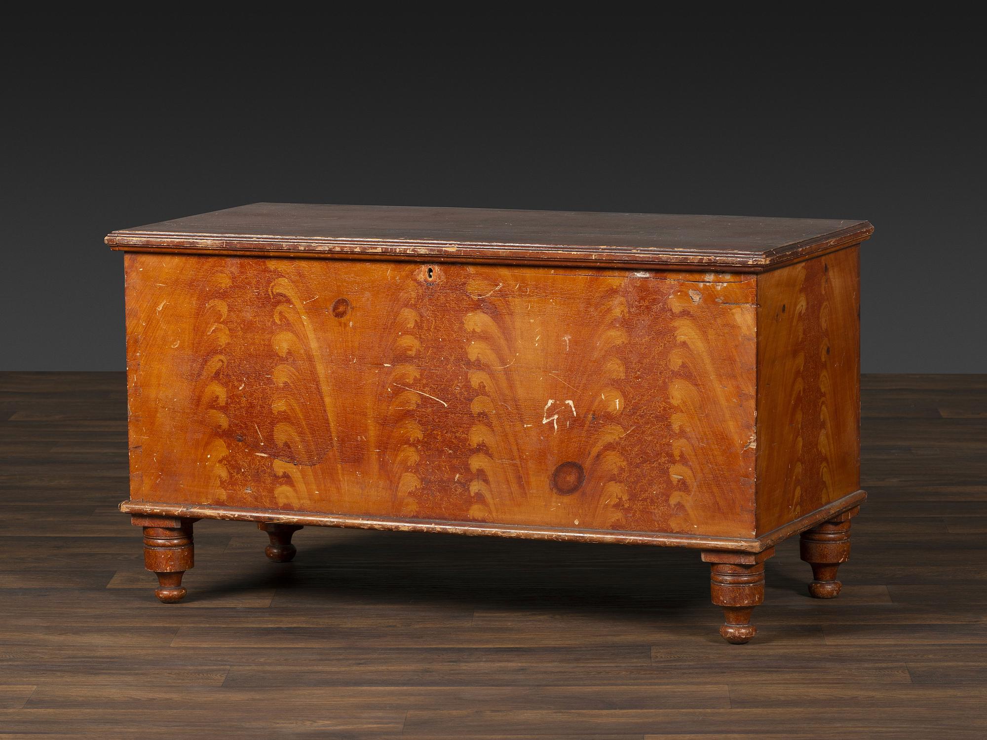 A Country Grain Painted Poplar and Pine Blanket Chest