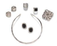 A Collection of Sterling Silver Earclips, 65.30 dwts.