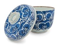 A Large Blue and White Porcelain Covered Bowl