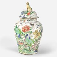 A very large Chinese famille verte decorated jar and cover 洋彩大盖罐 Kangxi period ???