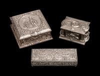Three Silverplated Boxes — 19th Century
