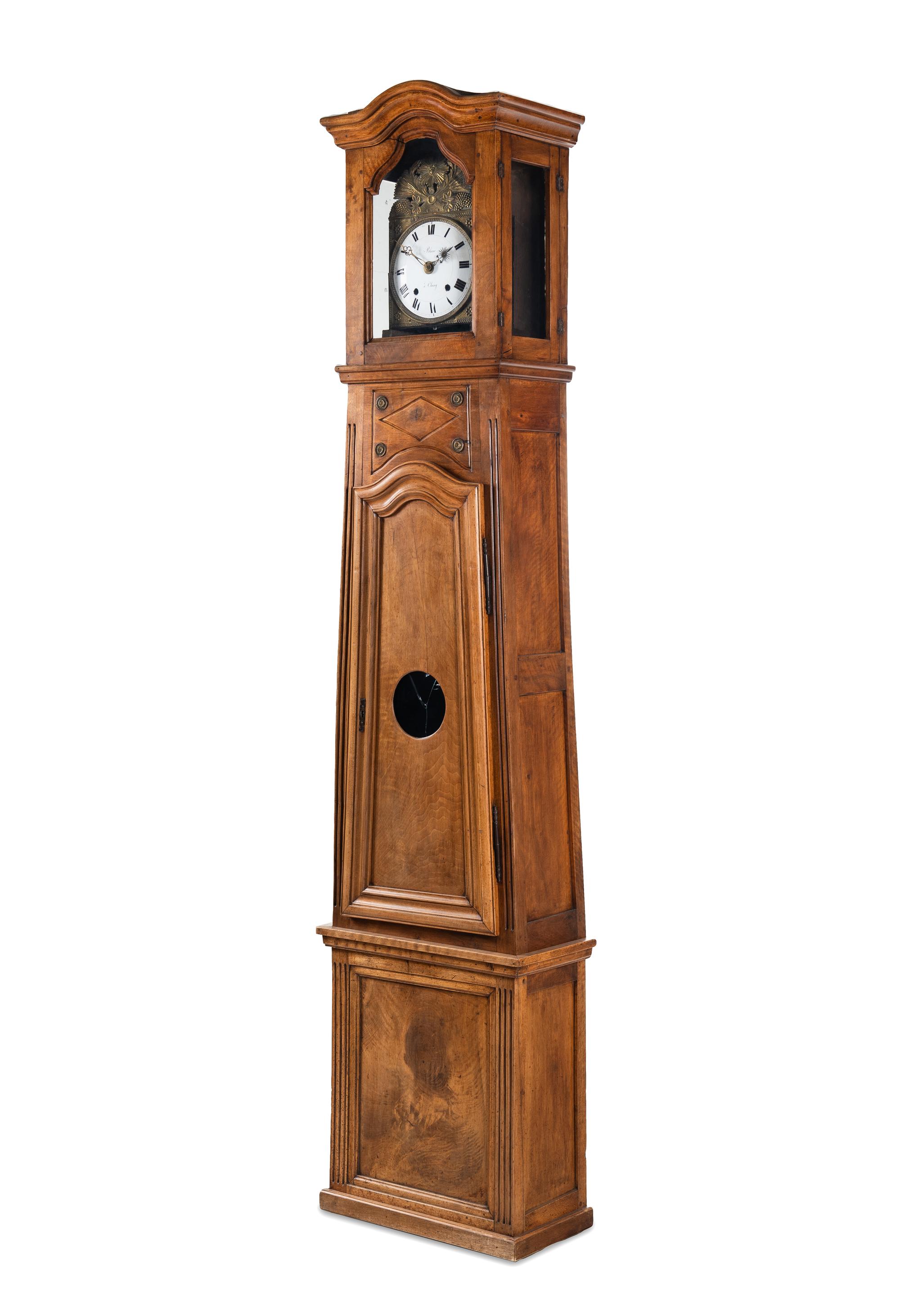 A French Provincial Walnut Tall-Case Clock