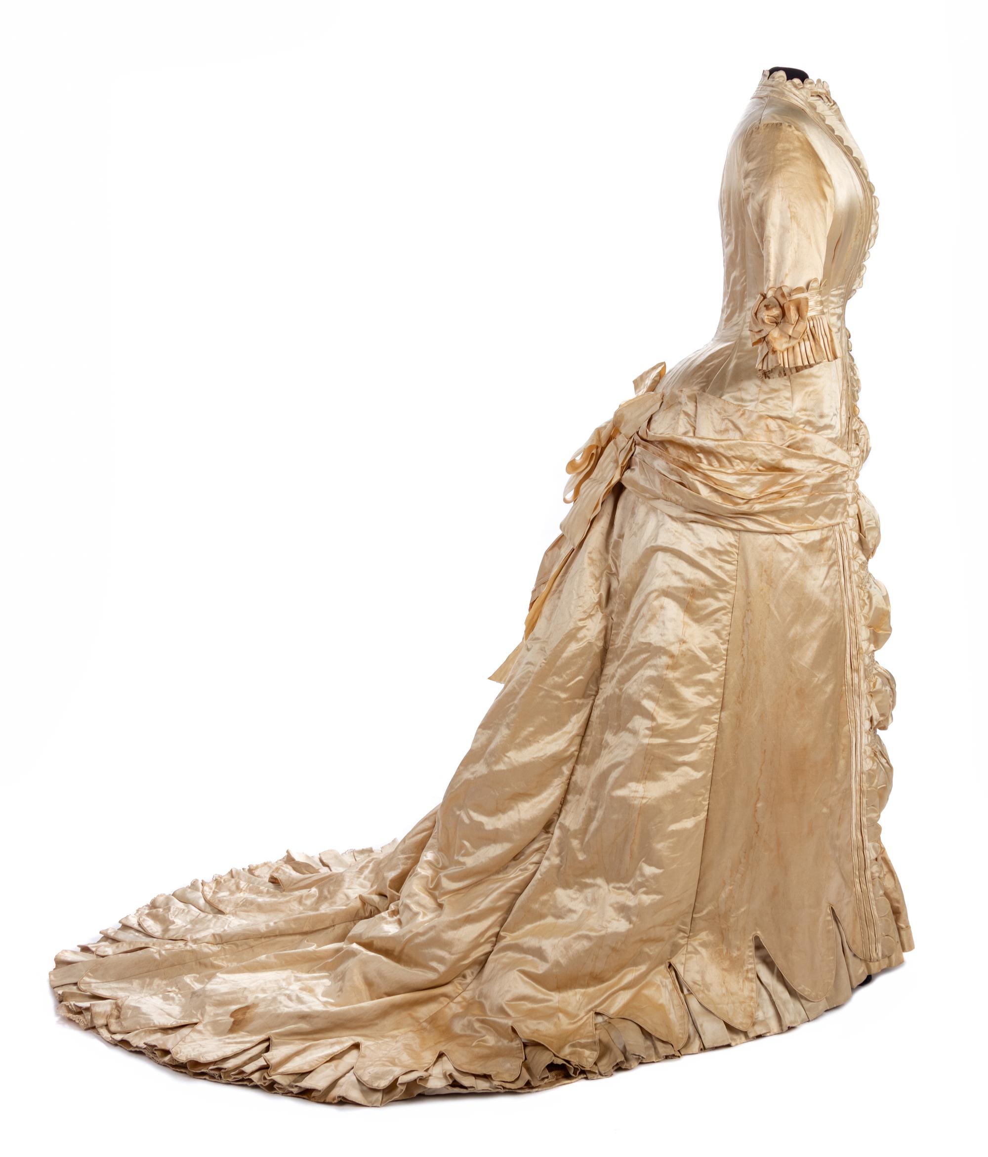 One-Piece Satin Wedding Dress, 1880s