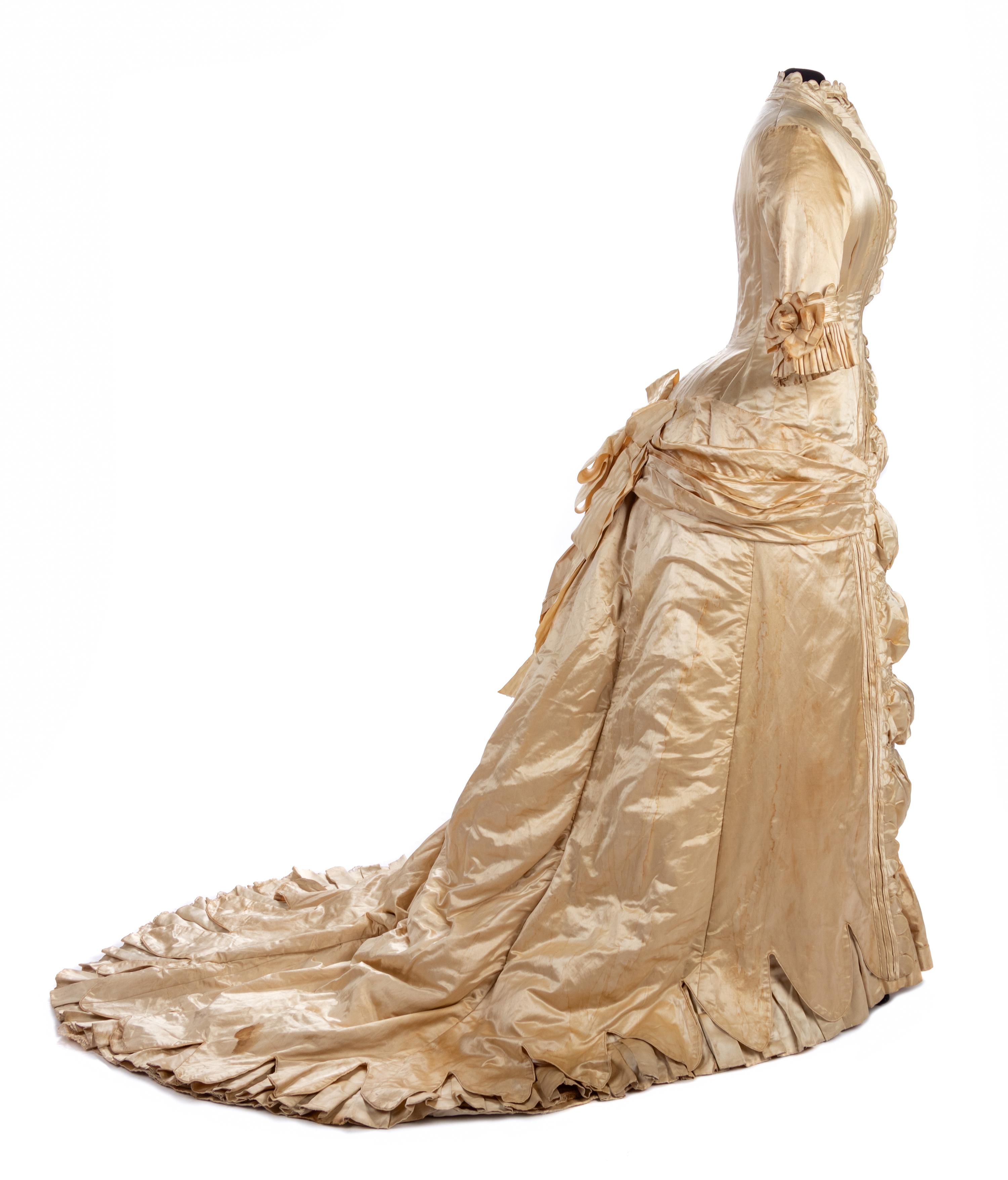 One-Piece Satin Wedding Dress, 1880s