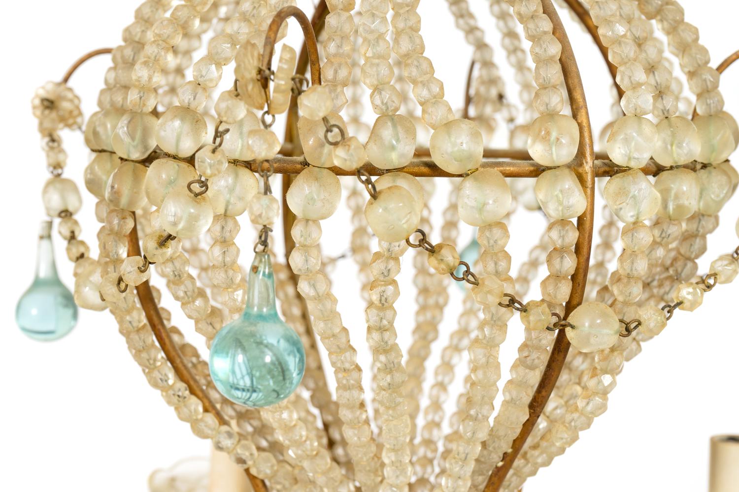 A Continental Beaded Montgolfiere Chandelier