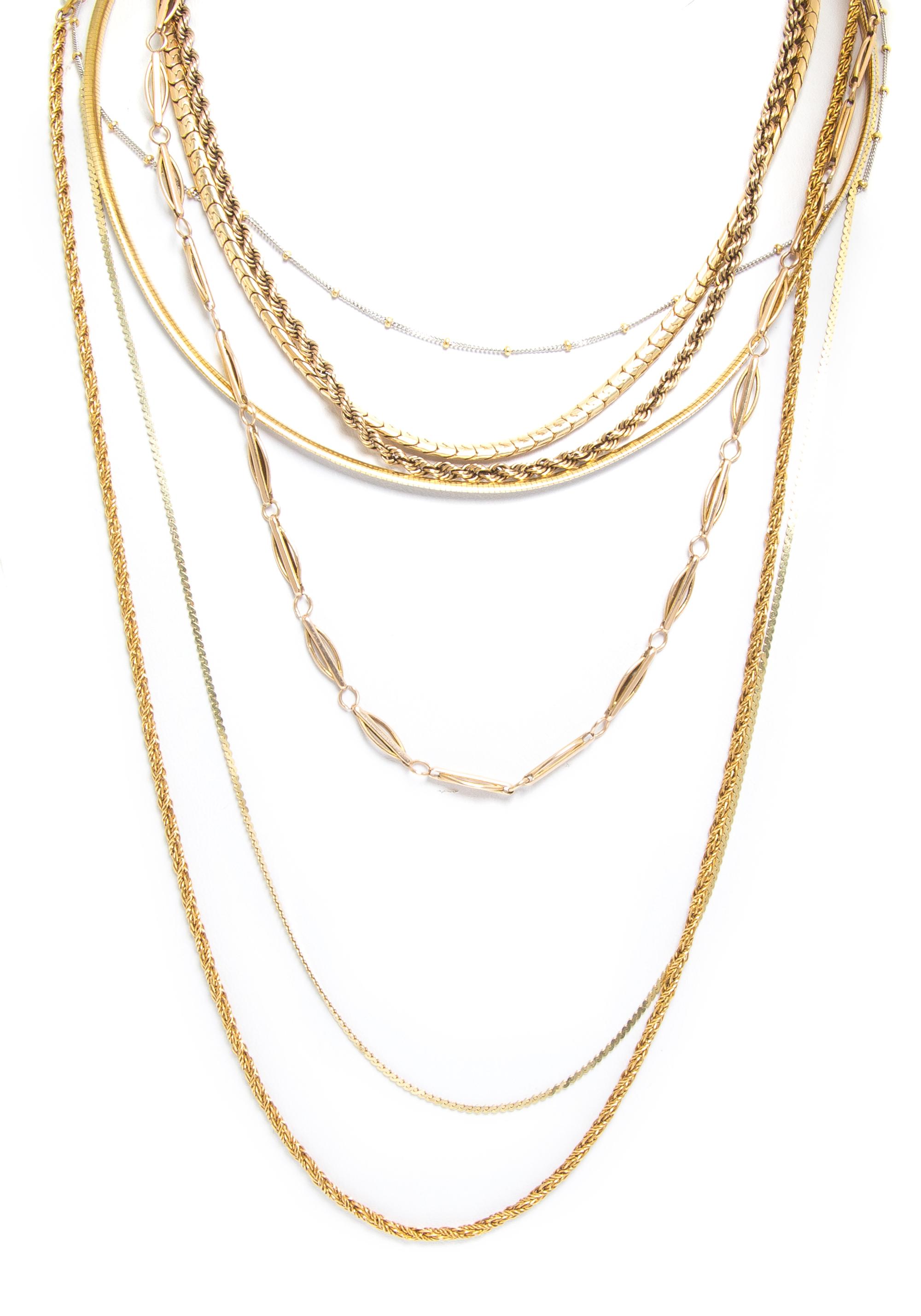 A Collection of Gold Necklace Chains and Bracelet, 59.80 dwts.