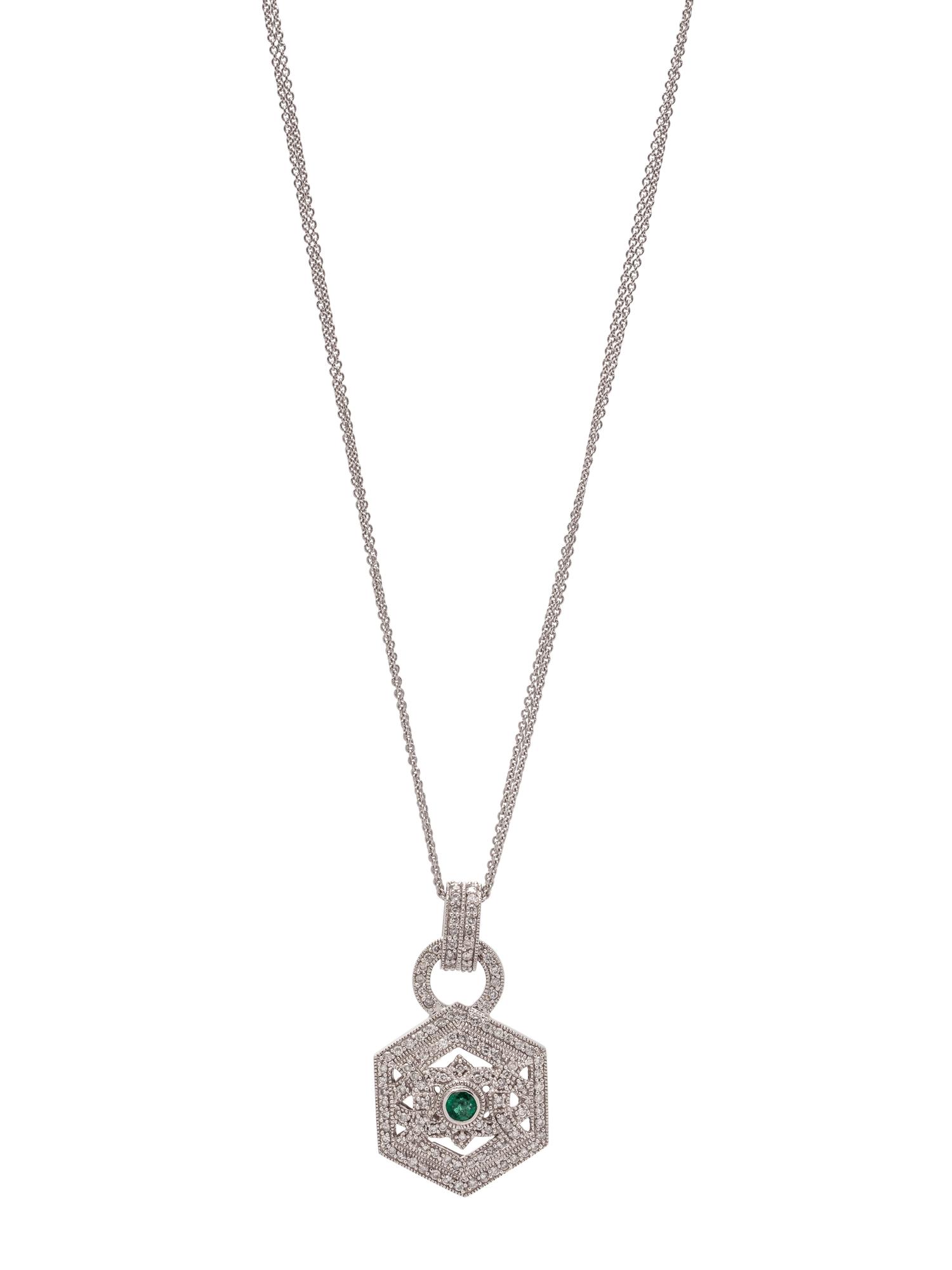 EMERALD AND DIAMOND PENDANT/NECKLACE